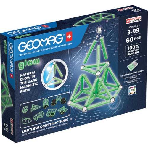 Glow in the Dark Magnetic Building Blocks Set, 60 Pieces