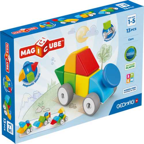 Magicube Magnetic Building Cubes, Cars, 13 Pieces