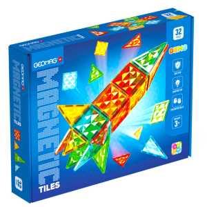 Gems Magnetic Tiles Construction Set, 32 Pieces