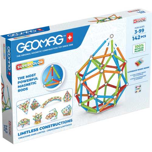 Supercolor Recycled Magnetic Building Set, 142 Pieces