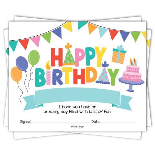 Colorful Happy Birthday Certificates For Students, Set of 25