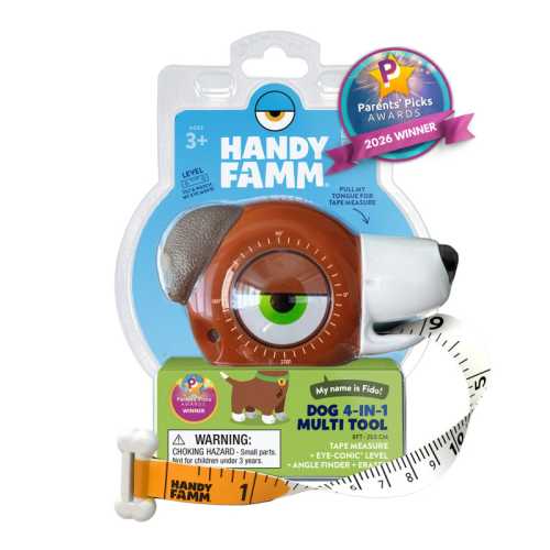 Fido the Dog&trade; 4-in-1 Kids Tape Measure &ndash; 8 ft Measuring Tool with Level & Angle Finder, STEM Learning Tool for Kids