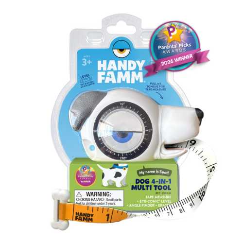 Spot the Dog&trade; 4-in-1 Kids Tape Measure &ndash; 8 ft Measuring Tool with Level & Angle Finder, STEM Learning Tool for Kids