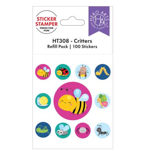 Critters Sticker Stamper Refill Pack, 100 Stickers
