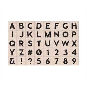 Modern Uppercase Letter Woodblock Stamp Set, 40 Stamps