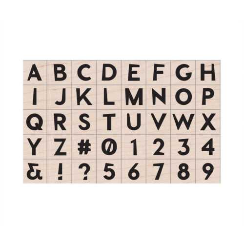 Modern Uppercase Letter Woodblock Stamp Set, 40 Stamps