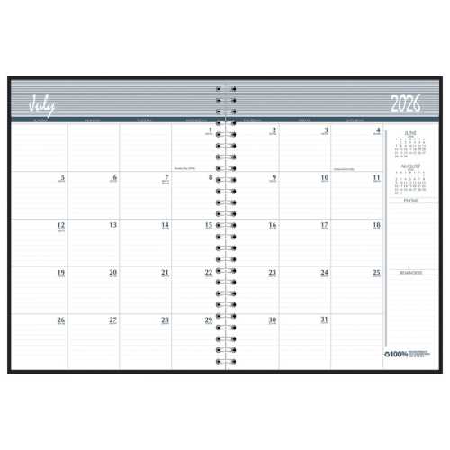 Monthly Calendar Academic Planner Book, 14 Months (Jul-Aug), 8.5
