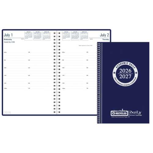 Recycled Daily Academic Calendar Planner Blue Cover