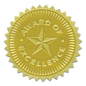Gold Foil Embossed Seals, Award of Excellence
