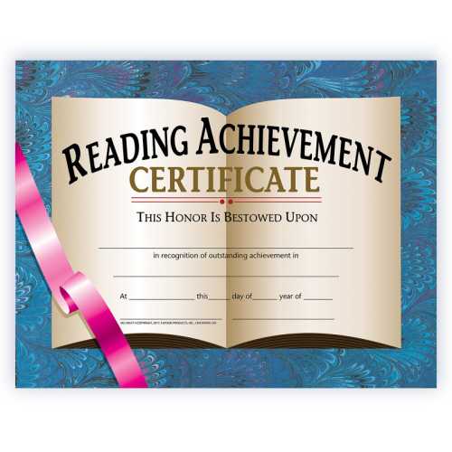 Reading Achievement Certificate, 8.5