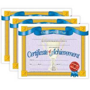 Certificate of Achievement, 30 Per Pack, 3 Packs