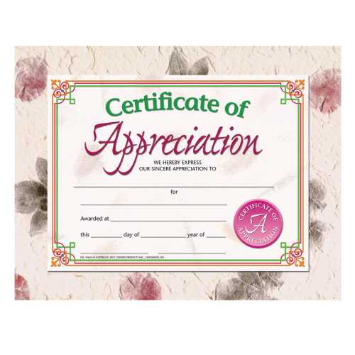 Certificate of Appreciation, 8.5