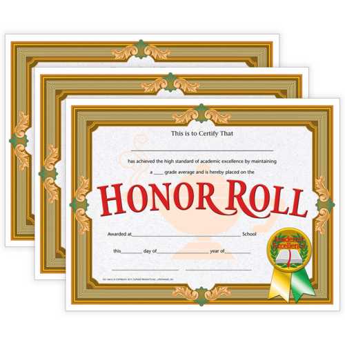 Honor Roll Certificate, 30 Per Pack, 3 Packs