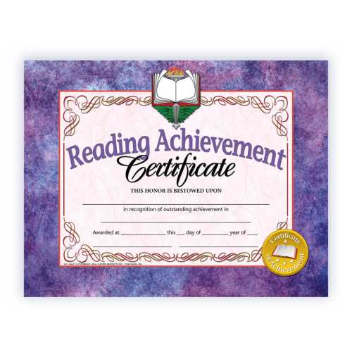 Reading Achievement Certificate, 8.5