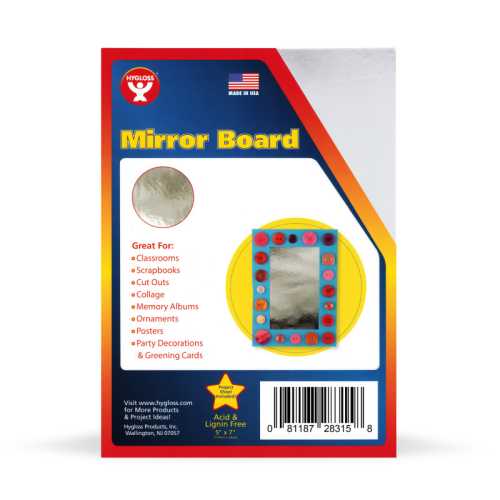Silver Mirror Board, 12-Point, 8.5 x 11 Inches, 5 Sheets