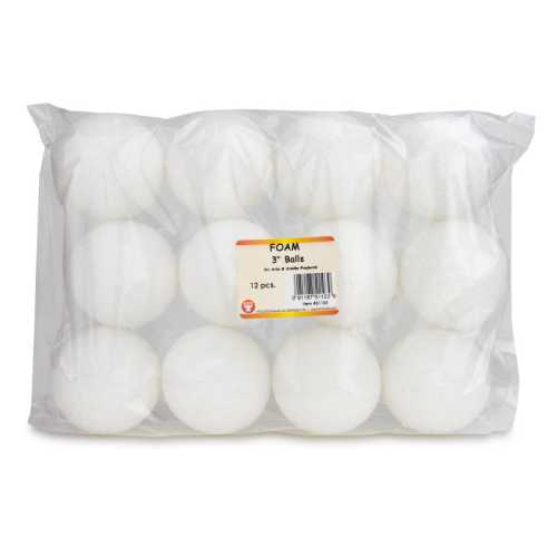 Craft Foam Balls, 3 Inch, White, Pack of 12