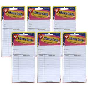 Bright Library Cards, White, 50 Per Pack, 6 Packs