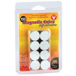 Self-Adhesive Magnetic Coins- 100, 3/4" coins