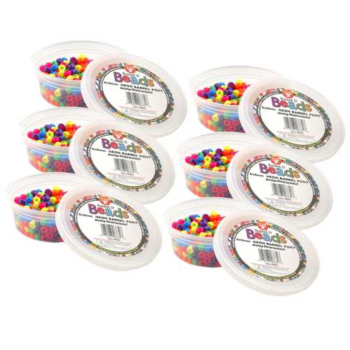 Bucket O' Beads, Neon Barrel, 6 x 9 mm, 375 Per Pack, 6 Packs
