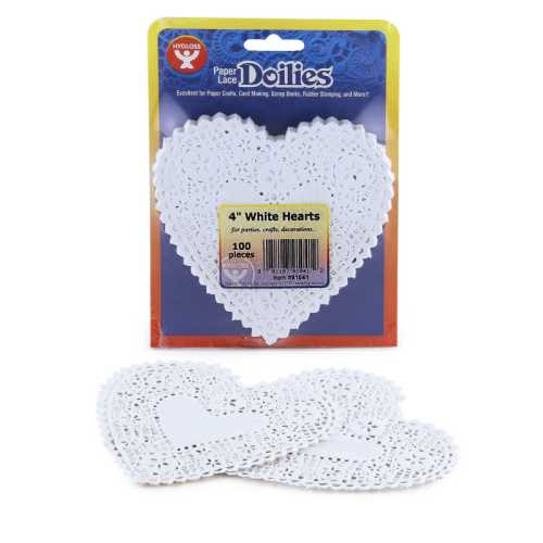Heart Doilies, White, 4