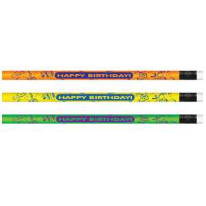 Pencils Neon Happy Birthday, 12 Per Pack, 12 Packs