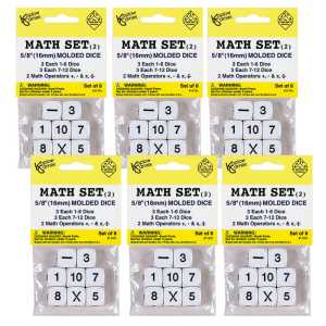 Whole Number Dice Set, 8 Per Pack, 6 Packs