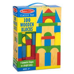 Painted Wood Blocks Set, 100 Pieces