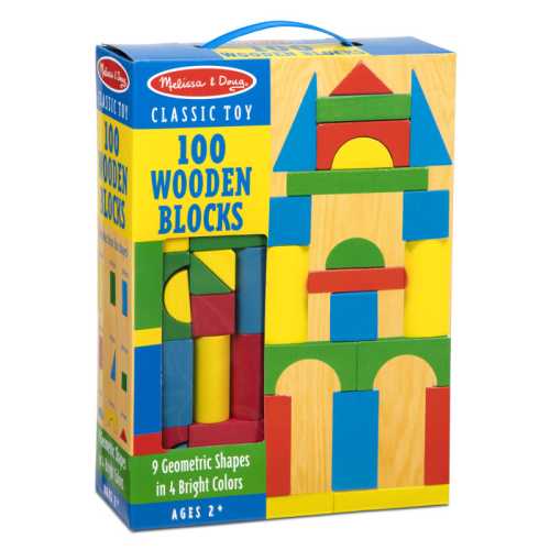 Painted Wood Blocks Set, 100 Pieces