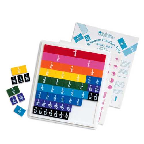 Rainbow Fraction&reg; Plastic Tiles with Tray, 51 Pieces