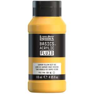 BASICS Acrylic Fluid, 118 mL Bottle, Cadmium Yellow Deep Hue
