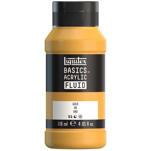 BASICS Acrylic Fluid, 118 mL Bottle, Gold