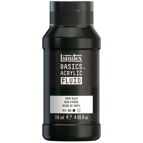 BASICS Acrylic Fluid, 118 mL Bottle, Ivory Black