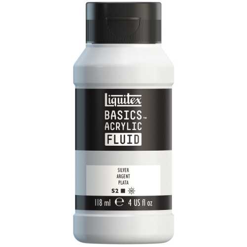 BASICS Acrylic Fluid, 118 mL Bottle, Silver