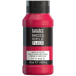 BASICS Acrylic Fluid, 118 mL Bottle, Cadmium Red Deep Hue