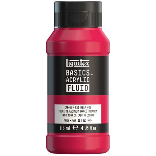 BASICS Acrylic Fluid, 118 mL Bottle, Cadmium Red Deep Hue