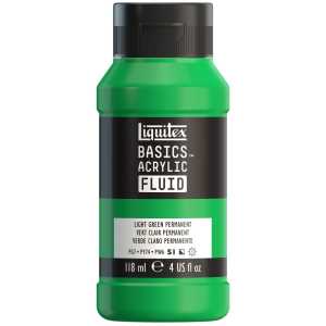 BASICS Acrylic Fluid, 118 mL Bottle, Light Green Permanent