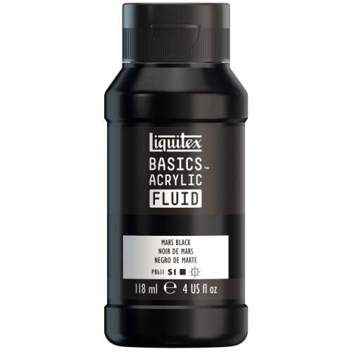 BASICS Acrylic Fluid, 118 mL Bottle, Mars Black