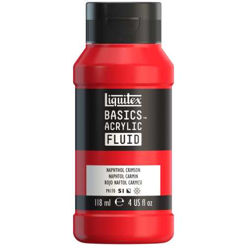 BASICS Acrylic Fluid, 118 mL Bottle, Napthol Crimson