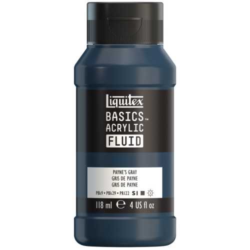 BASICS Acrylic Fluid, 118 mL Bottle, Paynes Grey