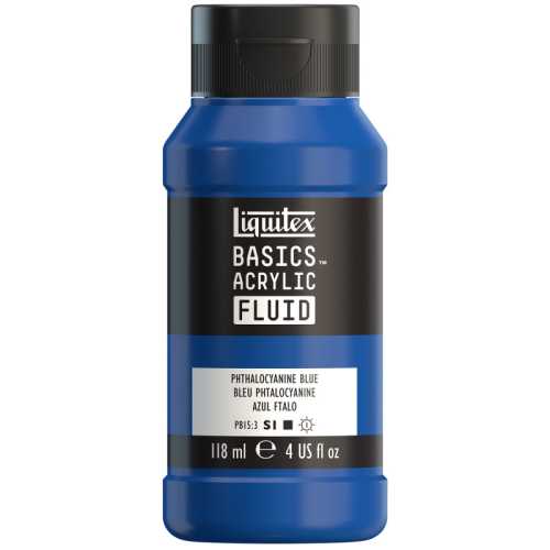 BASICS Acrylic Fluid, 118 mL Bottle, Phthalocyanine Blue
