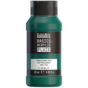BASICS Acrylic Fluid, 118 mL Bottle, Phthalocyanine Green