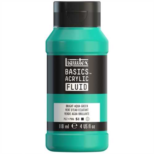 BASICS Acrylic Fluid, 118 mL Bottle, Bright Aqua Green