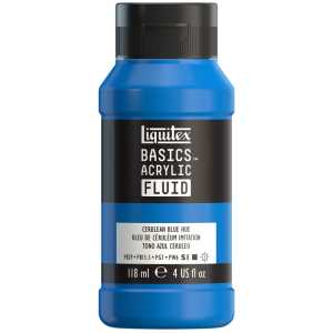 BASICS Acrylic Fluid, 118 mL Bottle, Cerulean Blue Hue