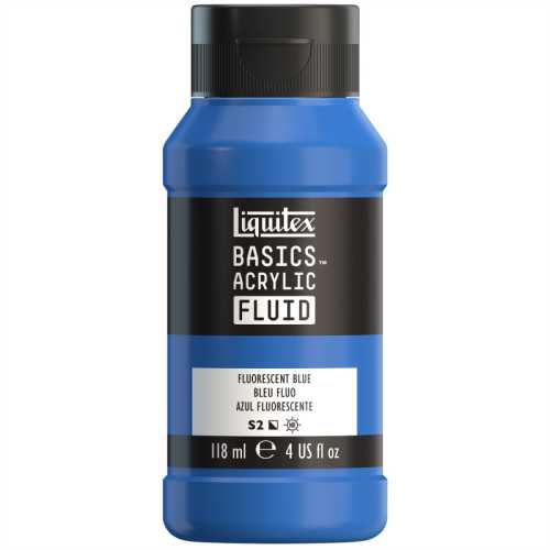BASICS Acrylic Fluid, 118 mL Bottle, Fluorescent Blue