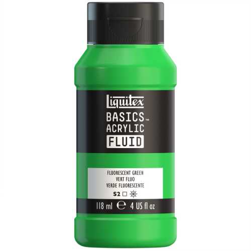 BASICS Acrylic Fluid, 118 mL Bottle, Fluorescent Green