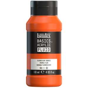 BASICS Acrylic Fluid, 118 mL Bottle, Fluorescent Orange
