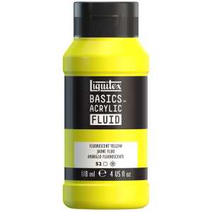 BASICS Acrylic Fluid, 118 mL Bottle, Fluorescent Yellow