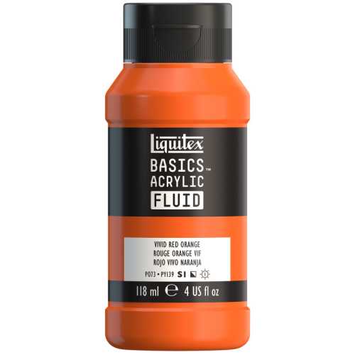 BASICS Acrylic Fluid, 118 mL Bottle, Vivid Red Orange