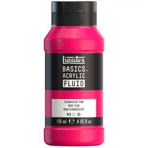 BASICS Acrylic Fluid, 118 mL Bottle, Fluorescent Pink