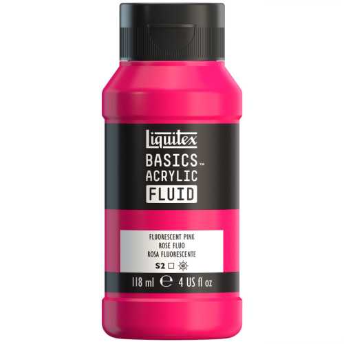 BASICS Acrylic Fluid, 118 mL Bottle, Fluorescent Pink